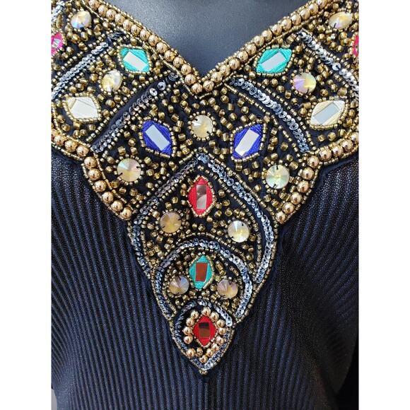 ESY Studio EY Kaftan Dress Womens OSM Black Shimmer African Dashiki Embroidered - Picture 9 of 16